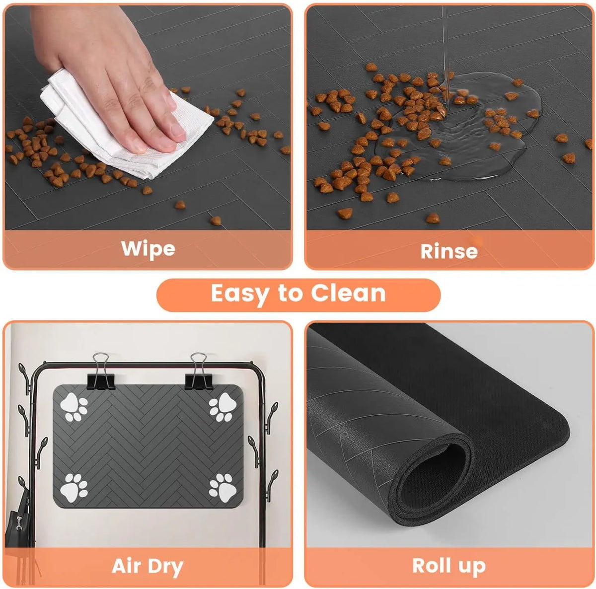 "Tapis Repas Absorbant pour Chiens et Chats - Dessous-de-bol Imperméable"