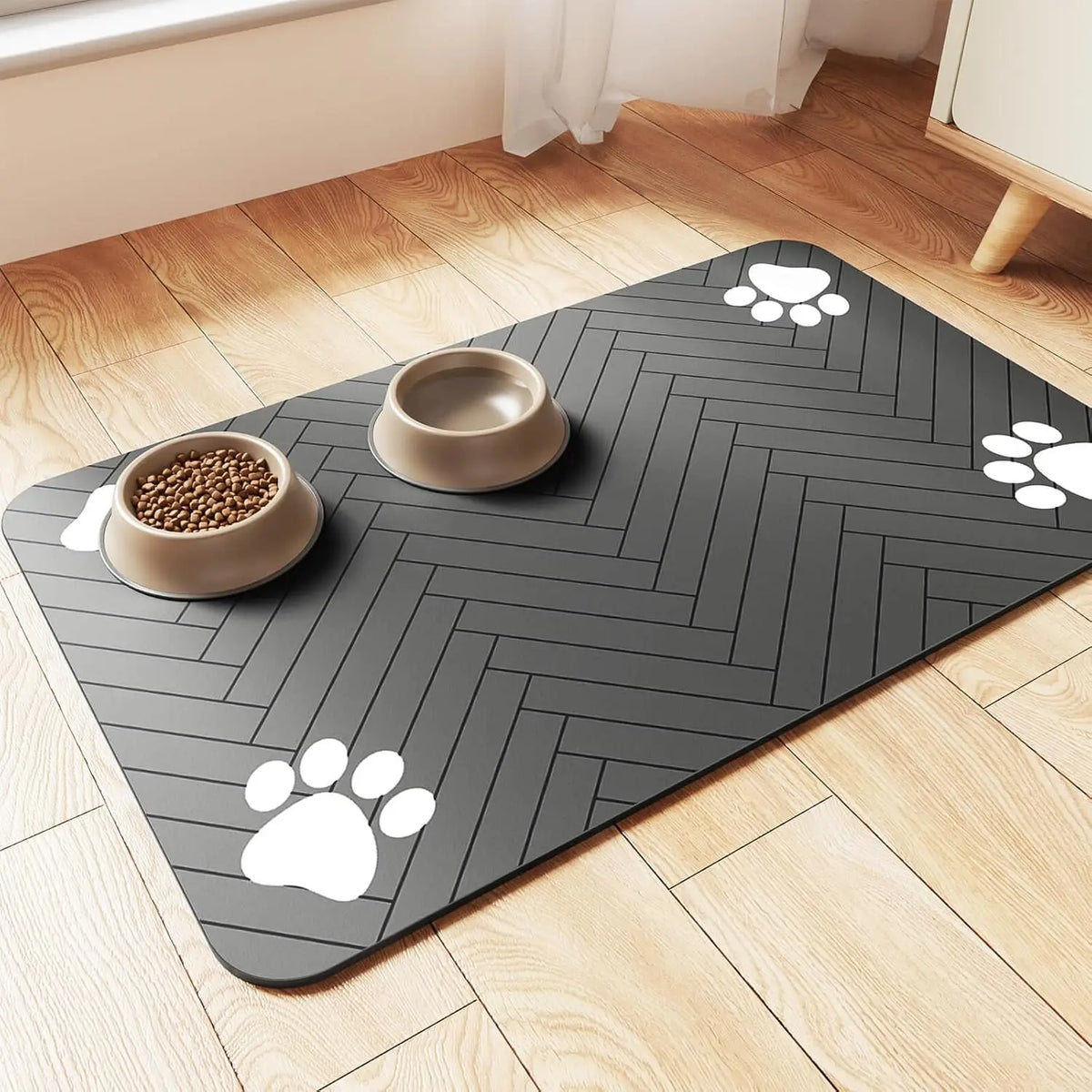 "Tapis Repas Absorbant pour Chiens et Chats - Dessous-de-bol Imperméable"