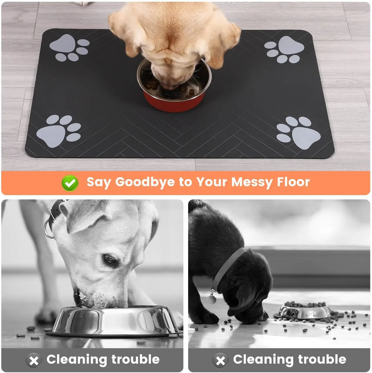 "Tapis Repas Absorbant pour Chiens et Chats - Dessous-de-bol Imperméable"